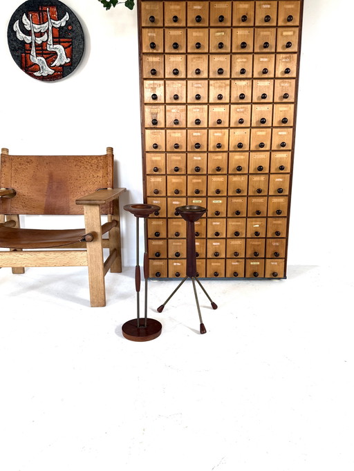 Set di 2 posacenere vintage danesi in teak, anni '60.