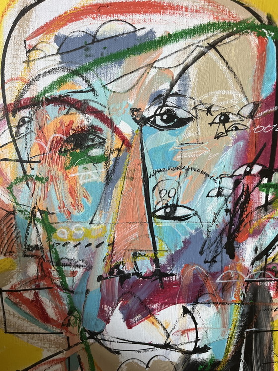 Jim Nagoya - L'affumicatore di mais - Grande acrilico su tela + Certificato – Dipinti e disegni, Canvas (photo 4 of 5)