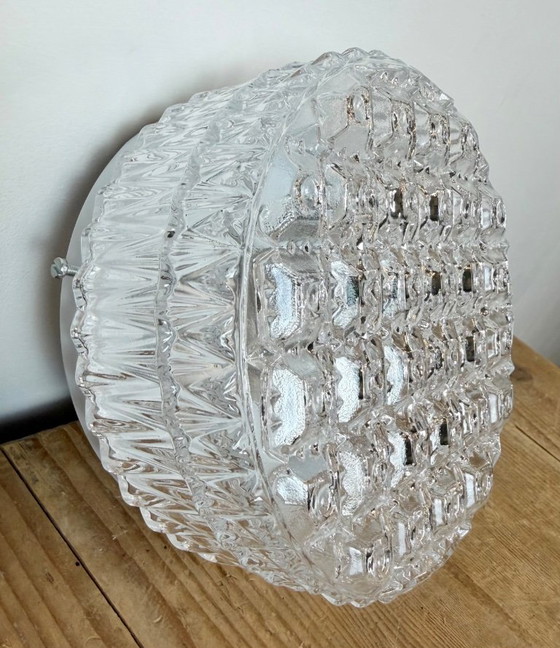 Vintage glazen wand- of plafondlamp uit de jaren 70. – Wandlampen, Glass, Metal (photo 7 of 15)