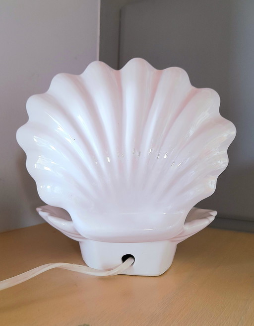 80s ceramic and opaline shell lamp