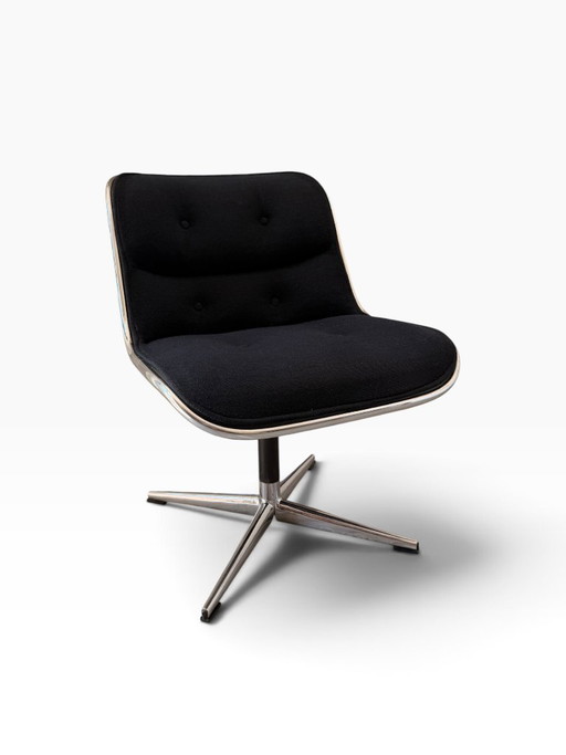 Fauteuil Charles Pollock Executive Knoll - Tissu Noir - 1er Piètement – Textile