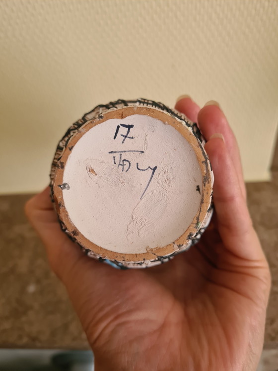 1955 Deruta Pottery Vase Volpi Handmade Avant-Garde Sgraffito Ceramic Italian Mid-Century Design (photo 5 of 5)