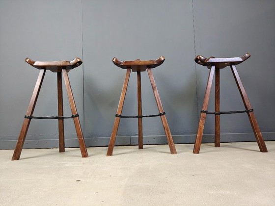 Image 1 of Set of 3 brutalist bar stools, 1960s 