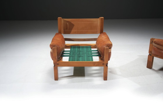 Image 1 of Vintage S15 fauteuils van leer, ontworpen door Pierre Chapo - Atelier Chapo, Frankrijk, 1967.