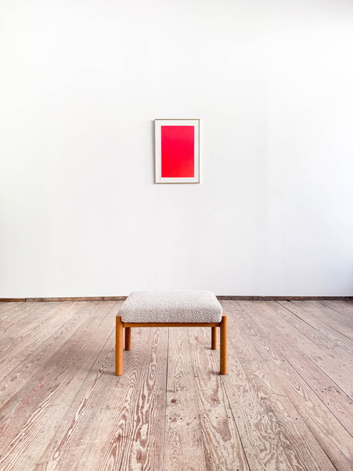 Mid-Century Danish Ottoman by Ole Wanscher, Oak Wood, 1950s
