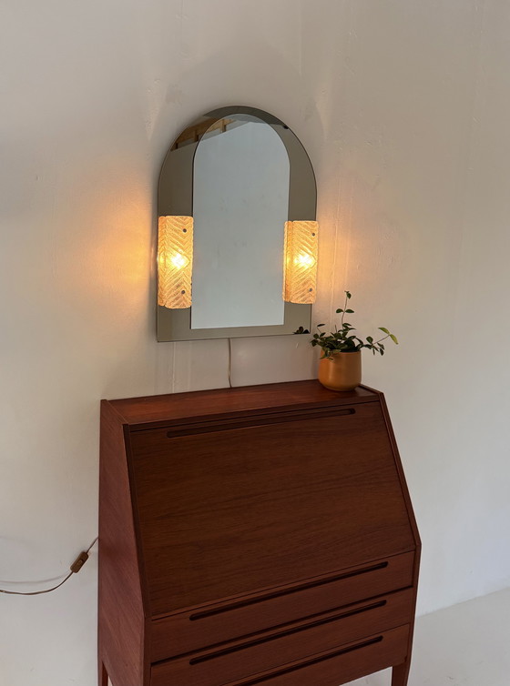 Image 1 of Vintage 2-tone mirror and Murano glass, Hillebrand '80