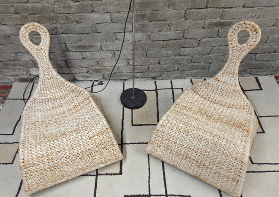 Image 1 of Pair of vintage 1970s woven natural fiber armchairs