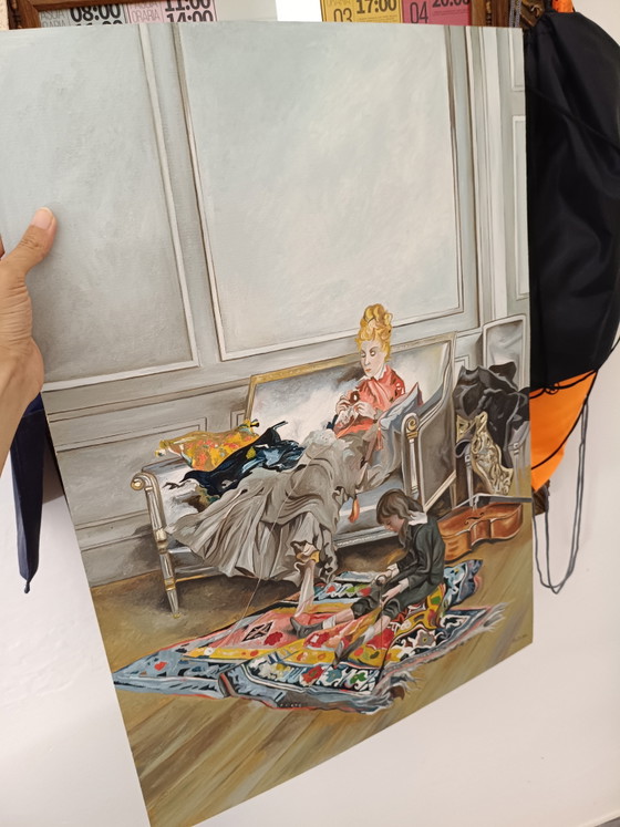Image 1 of Oil on original cardboard copy from Boldini 70x50