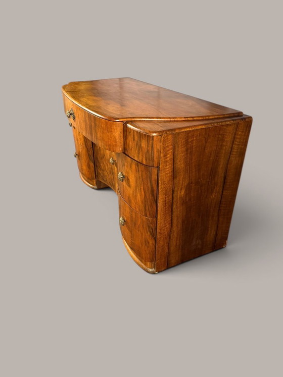 Scrivania Art Déco in noce stile Streamline, circa 1935 – Tavolini, Wood (photo 3 of 11)