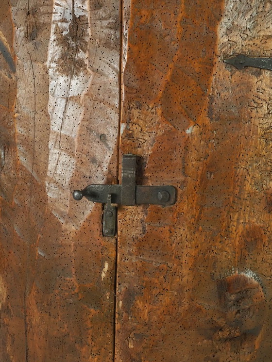 Image 1 of Cabinet d'art populaire primitif fabriqué à partir d'un vieux tronc d'arbre.
