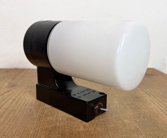 Image 1 of Industrial Brown Bakelite Wall Light with Milk Glass, 1960s