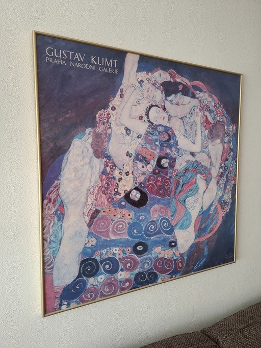 ✨ Gustav Klimt - The Virgin (90x90 cm) on dibond with modern gold frame ✨