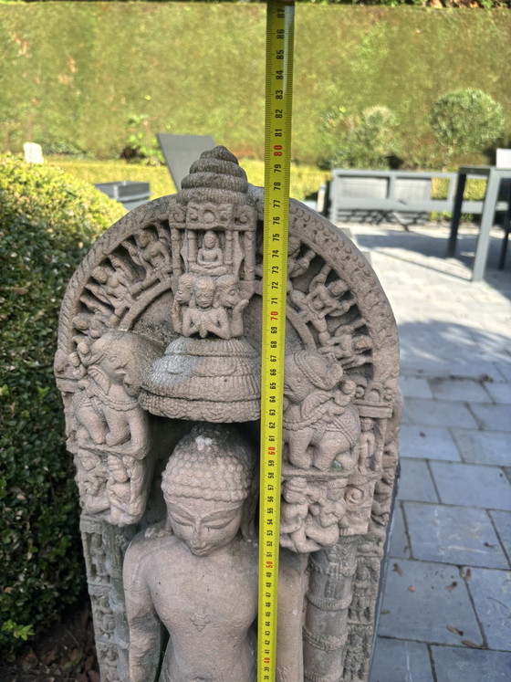 Large Sandstone Relief / Sculpture, Jain Tirthankara Style (80 cm), Beige (photo 6 of 7)