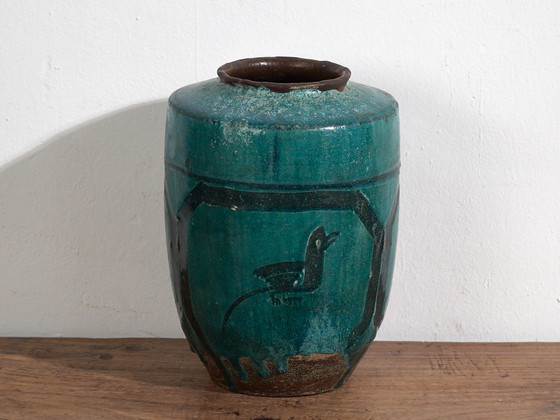 Antike smaragdgrüne emaillierte Vase (ca. 1820) #12 – Vasen (photo 34 of 40)