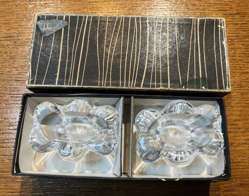 2 vintage Daum crystal salt cellars from the 1960s