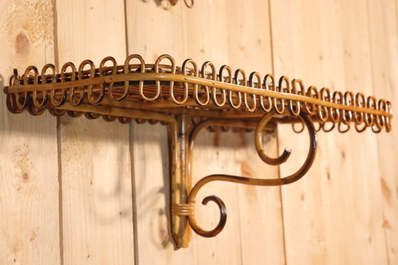 Image 1 of Spiegel en rotan standaard van Franco Albini, Italië 1960