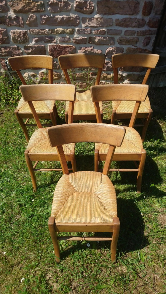6 sedie da bistrot in paglia e faggio – Sedie da pranzo, Wood, Vintage (photo 2 of 15)