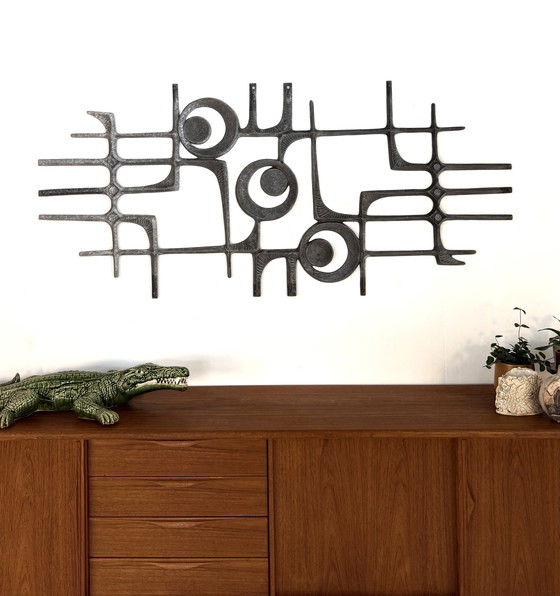 Image 1 of Vintage XL Brutalistische wandsculptuur ‘70