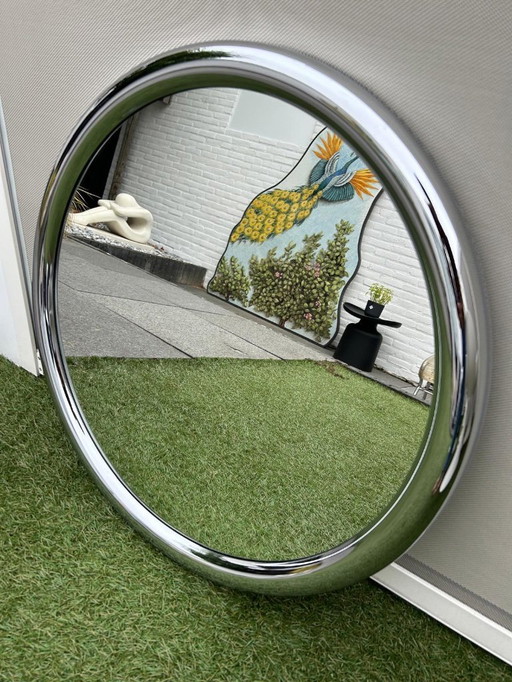 Vintage chrome tube frame mirror