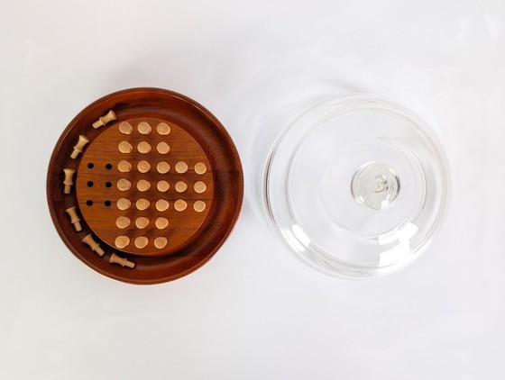 Image 1 of Juego de mesa Solitario original de mediados de siglo, década de 1960, Dinamarca, cristal de teca.