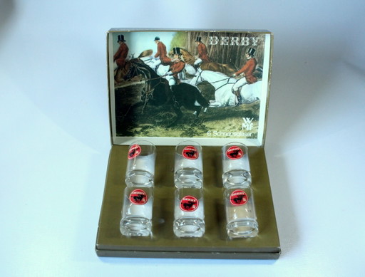6 bicchierini da shot WMF Derby, soffiati a bocca, nella scatola originale - vintage anni '70