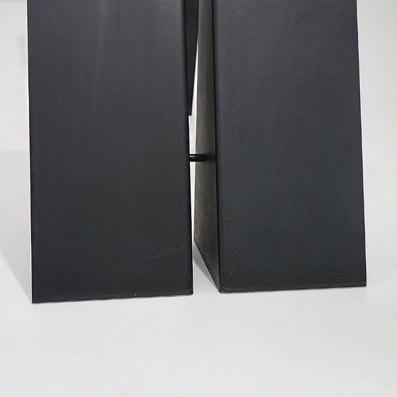 Image 1 of Glass and black metal table, 1970s