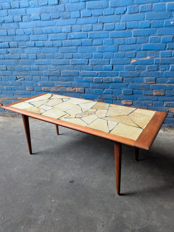 Image 1 of Vintage teak coffeetable / leisteen blad