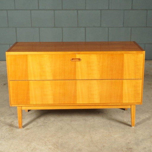 Mobile/credenza vintage con ante a ribalta - Noce - Anni '60 – opbergkast, Wood