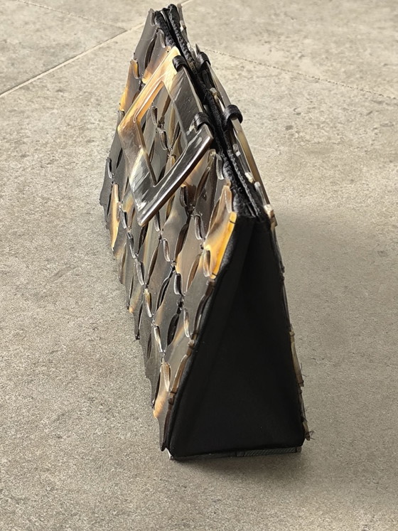 Mid-Century style geometric Lucite Clutch/handbag tortoise shell motif eyecatcher, Clutches, Plexiglass (photo 4 of 14)