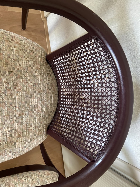 3 chaises Ebbing vintage rétro en rotin tressé – Chaises de salle à manger, Rattan, Textile (photo 4 of 8)