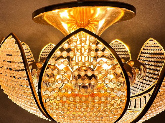 Vintage Palwa kristal plafondlamp – Plafondlampen, Messing (photo 11 of 18)