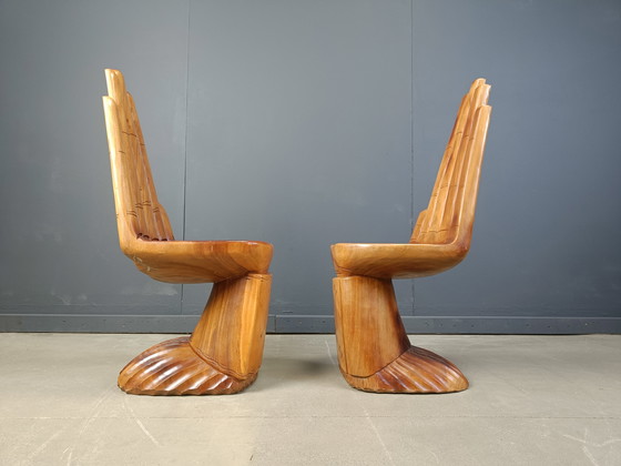 Image 1 of Paire de chaises en teck façonnées à la main, 1970