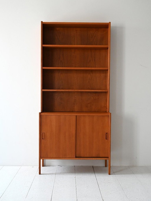 Vintage Scandinavian Teak Bookcase with Exposed Joinery