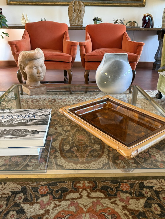 Image 1 of Hollywood Regency bamboe dienblad, Italië 1970