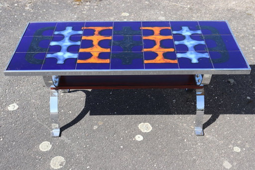Vintage ceramic and steel coffee table
