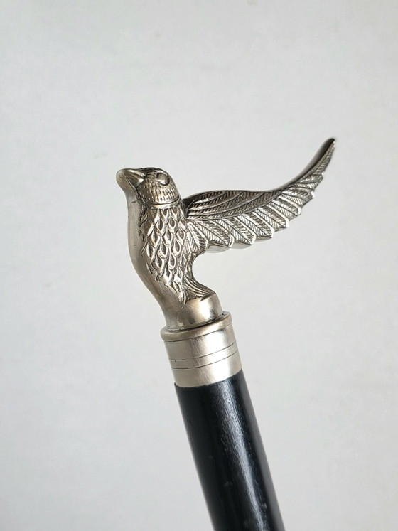 Elegant Silver-Plated 'Dove in Flight' Walking Cane – Solid Wood Shaft – Decorative Objects, Brass (photo 2 of 14)