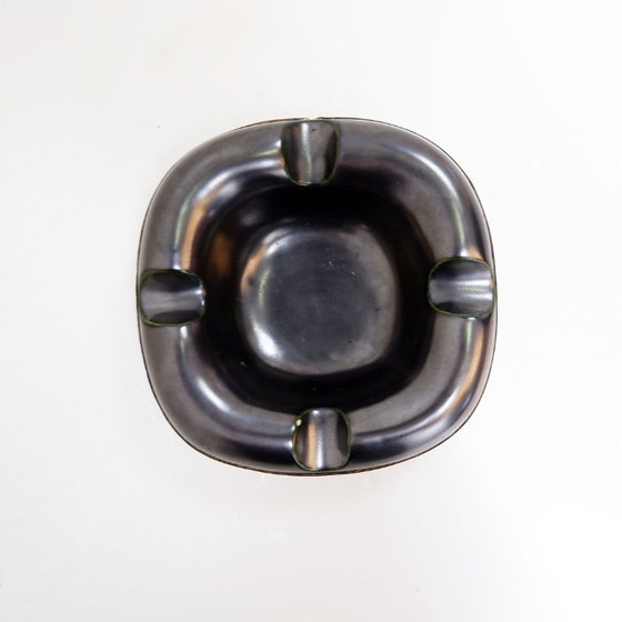 Image 1 of Longchamp ashtray in glazed ceramic and leather, 1950s style, France