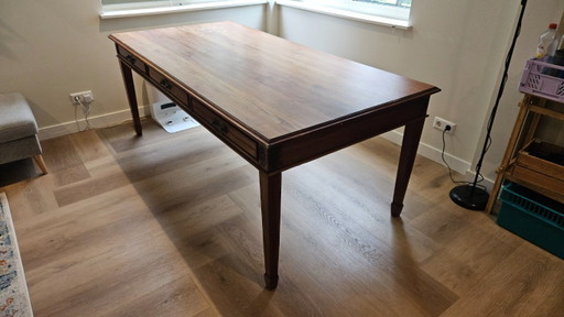 Grande tavolo da pranzo in legno massello Jan Frantzen – 200 × 100 cm – 6 cassetti – eettafels, Wood