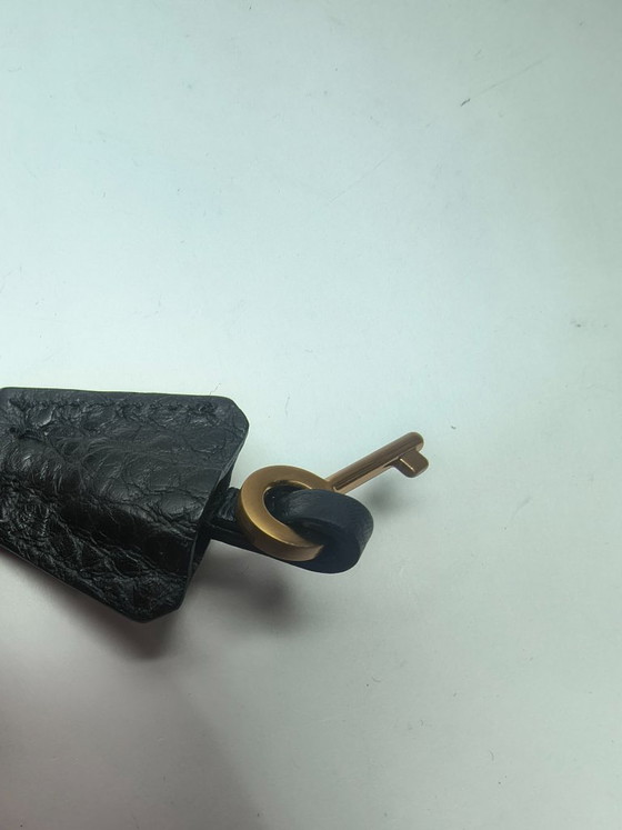 Image 1 of Sac à main Prada en cuir noir/marron brossé or