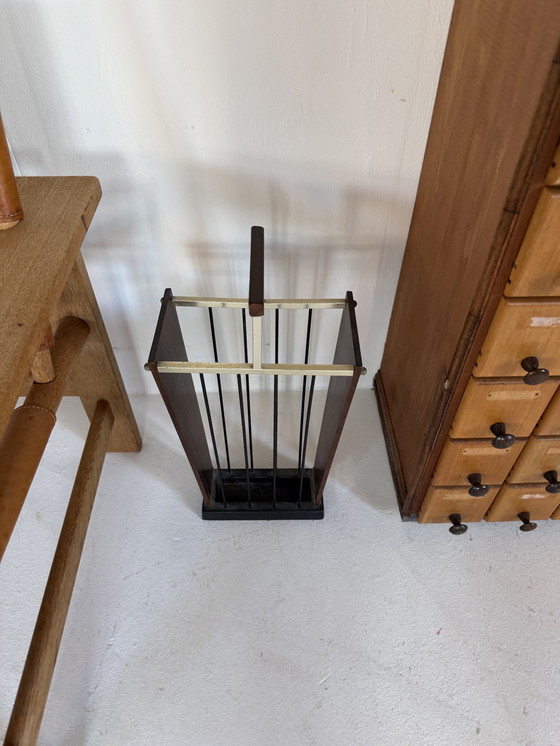 Image 1 of Vintage Messing & Teak Paraplubak ‘60