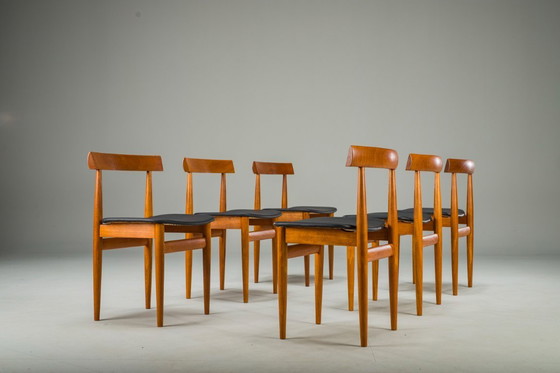 Image 1 of Mesa de comedor extensible y sillas danesas de teca de Hans Olsen para Frem Røjle, años 60, juego de 7