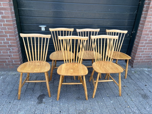 Mesa de comedor Pastoe Nesto vintage + 6 sillas con patas torneadas