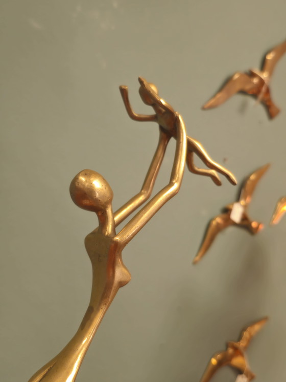 Image 1 of Madre e bambino in ottone vintage, bambina, festa della mamma