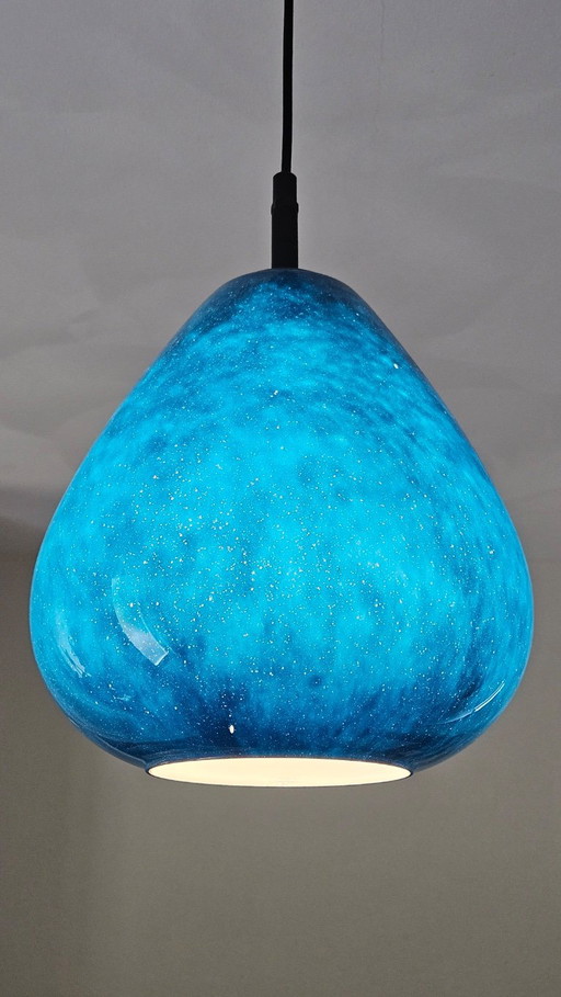 Lampada a sospensione Space Age Galaxy Blue di Peill & Putzler – Germania Ovest – anni '70
