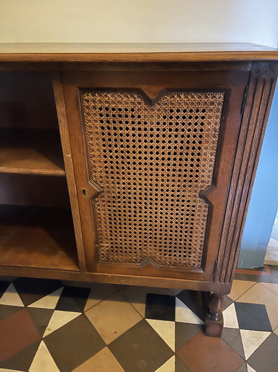 Pander & Zonen Vintage Sideboard / Dresser with Rattan Doors – Approx. 1940s – Pander en Zonen, Wood (photo 6 of 10)