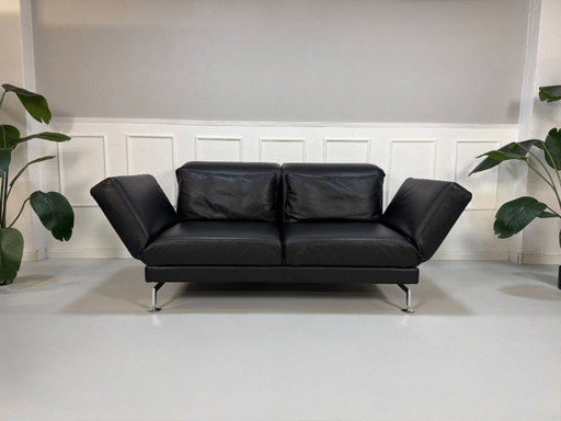 Brühl Moule Sofa Leder Schwarz Schlaffunktion Ausstellungsstück
