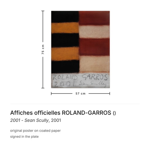 Affiches officielles ROLAND-GARROS 2001 - Sean Scully Poster 2001