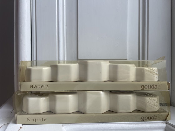 Image 1 of 2 vintage geometric Gouda candlesticks