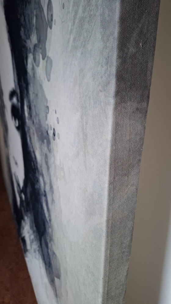 Image 1 of Black and white painting of a woman's face