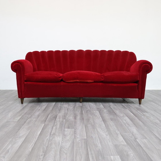 Image 1 of Sofá Art Déco Guglielmo Ulrich con diseño original de terciopelo de la década de 1940